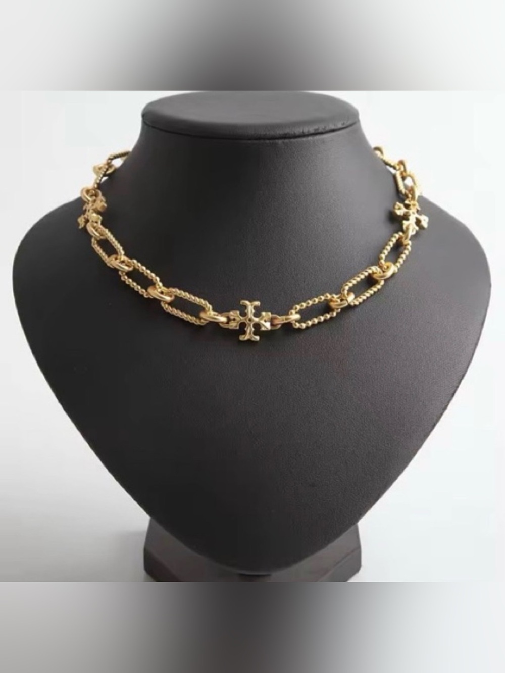 Tory Burch Gold Chain Necklace with Logo Cross Accents